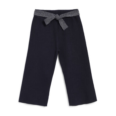 Girls Dark Blue Solid Long Trousers